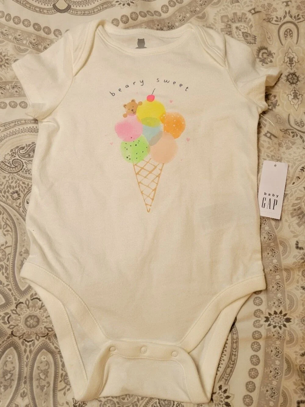 Baby Gap First Favorites 1 Piece Beary Sweet Bodysuit Organic Cotton 12-18 Month